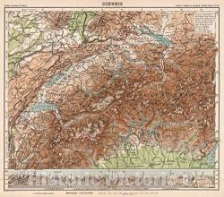 Historic Pictoric Map : Switzerland No. 24. Schweiz. 1902 Antique Vintage Reproduction : 24IN X 22IN