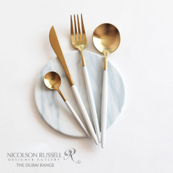 Nicolson Russell Dubai Gold & White Titanium 16PC Cutlery Set