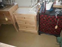 Three Drawer White Cedar Wood Bedside Pedestals - L 60cm W 40cm H 65cm