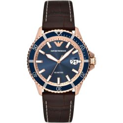 Emporio Armani Blue Dial Brown Leather Men's Watch AR11556