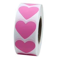 Hybsk Pink Color Coding Dot Labels 30MM Love Heart Natural Paper Stickers Adhesive Label 1 000 Per Roll 1 Roll