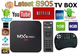 MXQ 4K Smart Pro Android Tv Box With Android 7.1 + I8 Backlit MINI Wireless Keyboard & Mouse
