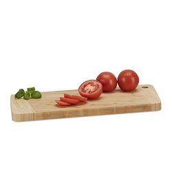 Relaxdays Bamboo Cutting Board Hanging Chopping Board Solid Wooden Serving Tray Platter Hxwxd 2X38X18CM Natural