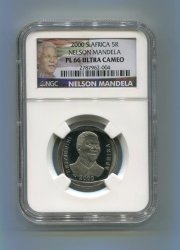 PL66 Proof Like 66 Ngc Ultra Cameo Graded Nelson Mandela R5 2000 Coin - With New Mandela Label