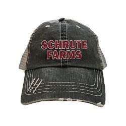 Go All Out One Size Black grey Adult Schrute Farms Embroidered Distressed Trucker Cap