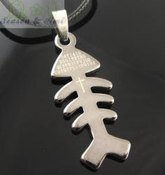 Fashion Fish Bone Pendant Leather Chain Necklace For Men