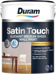 Wall Paint Interior exterior Mid-sheen Duram Satin Touch White 5L