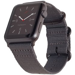 Apple Watch Band 42MM XXL Nylon Nato Iwatch Band For Extra Large Wrists & Ankles Long Space Gray Straps With Durable Matte Grey Hardware