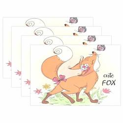 Senya Cute Little Fox Girl Placemats Set Of 1 4 6 Non-slip Washable Coffee Mats Heat Resistant Kitchen Tablemats For Dining Table 12 X 18 Inch