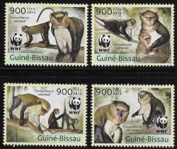 Guine Bissau Mnh Wwf 2013 Monkeys Wildlife Um