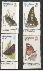 Hong Kong 1979 Butterflies Sc 354-7 Complete Unmounted Mint Set
