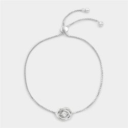 Sterling Silver Cubic Zirconia Rose Friendship Bracelet