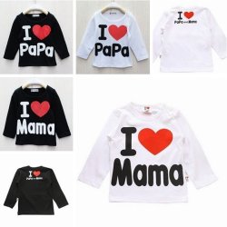 Baby Toddler Long Sleeve T-Shirt I Love Papa Mama Tops