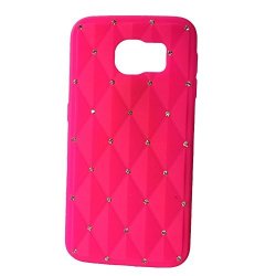 Bjs Rhinestone Bling Crystal S6 Case Soft Silicone Protective Cover With Dazzling Diamond For Samsung Galaxy S6 With Stylus Pen And Screen Protector Hot Pink