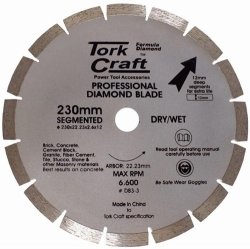 Tork Craft Diamond Blade Segmented 230MM For Concrete 12MM Deep Segments DB3-3
