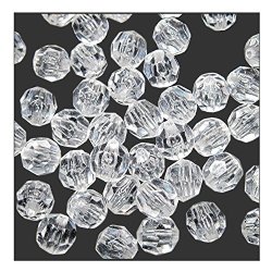 BeadTin Transparent Mix 8mm Faceted Round Plastic Craft Beads (450pcs)