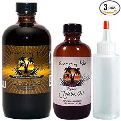 Jamaican BLACK Castor Oil Extra Dark 8OZ Extra Virgin Coconut Oil 4OZ. & Applicator By Sunny Isle