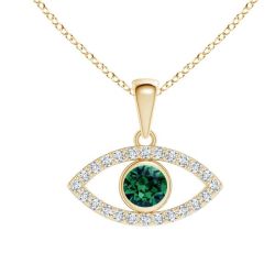 Evil Eye Necklace With Swarovski Emerald Crystal Gold