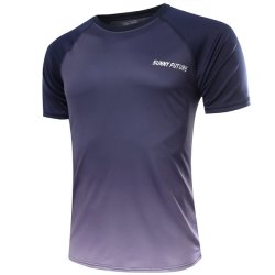 Breathable Quick-drying Gradient Color Men Sports Tops Fitness Short-sleeved Bo