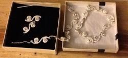 Avon Silver Spiral Jewellery Set - Necklace Bracelet Earrings - In Gift Box