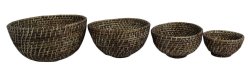 Decorative Round Deep Basket Wooden Wicker Hand Woven Cane Baskets Set Of 4 PWN-CB15A