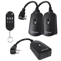 Woods 50125WD Indoor/Outdoor Wireless Remote Control Outlet Kit, Black