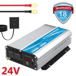 2000W Power Inverter Dc 24 Volt To Ac 110 120 Volt With Remote Control & LED Display And USB Port For Rv Truck Boat
