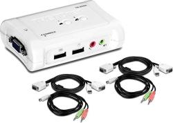 Trendnet 2-port Usb Kvm Switch And Cable Kit Device Monitoring Auto-scan Audible Feedback Usb 1.1 Windows Linux Tk-207k