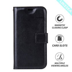 Likesea Leather Wallet Case For Samsung Galaxy J7 2016 Premium Protective Stand Case Flip Cover With Card Slots Magnetic Closure Black
