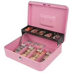 Lock Box with Money Tray Metal money Box for Cash Lovndi Cash Box with Combination Lock Black 9.84x 7.87x 3.54 Inches 