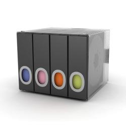 Atlantic Polypropylene Sleeve Disc Organizer - Stack & Lock Categorize Cds In 4 Color-coded Binders For 96 Discs Total In Black PN96635496