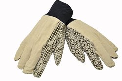 G & F 7488 Men's Size Cotton Canvas Work Gloves Coated With Pvc Dots On Palm And Index Finger 12 Oz. 6 Pair Pack