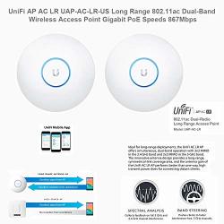 Ubiquiti Unifi Ap Ac Lr Uap-ac-lr 2 Units Long Range 802.11AC Dual-band Wireless Access Point Gigabit Poe Speeds 867 Mbps