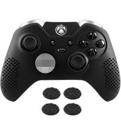 MoKo Xbox One Elite Controller Skin Case Silicone Case Protective Anti-slip Cover With 4PCS Joystick Caps For Xbox One Elite Controllers Black
