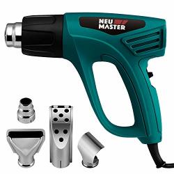 Heat Gun Dual Temperature Settings Prulde N2190 1500W Hot Air Gun 800F - 1112F Overload Protection With 4 Metal Nozzle Attachments For Shrink Wrapping tubing