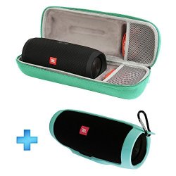 Comecase Travel Hard Case With Soft Silicone Cover For Jbl Charge 3 Waterproof Portable Wireless Bluetooth Speaker. Extra Carabiner Offered For Easy Carrying Mint