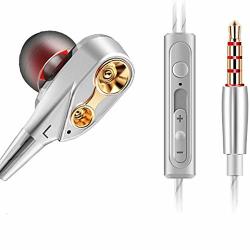 Hq Design Earphones For Huawei Y7 2019 Smartphone With Microphone Hands-free Kit Universal Jack Silver