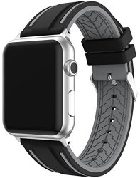 Bands For Apple Watch Supband Silicone Sport Straps Replacement Wristband For Apple Watch Nike+ Series 2 Series 1 Sport Edition Black Grey 38MM