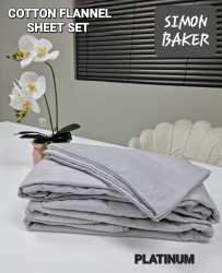 Simon Baker - Cotton Flannel Sheet Set - Platinum - Double Bed