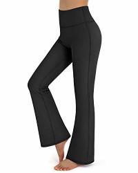 Promover Black Yoga Pants For Women Bootcut Workout Pants Tummy Control Tall Length Wide Leg Lounge Work Pants Black XL