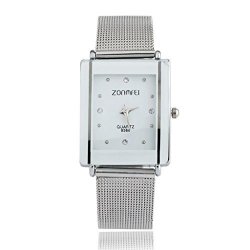 Yoyorule Woman Fashion Casual Watch Silver Mesh Belt Watch Lady Analog Quartz Wrist Watch White