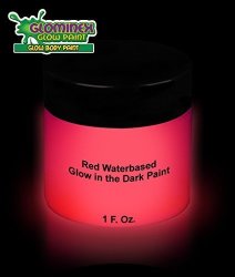 Glominex AD387 Glow In The Dark Face And Body Paint 1 Oz Jar - Red