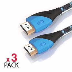 Jh-link 4K HDMI Cable HDMI To HDMI Cable Supports Blu-ray Players Fire Tv Ps Xbox High Speed HDMI Cable 3FT 3-PACK .