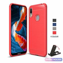 Scl Red Case Compatible With Huawei Y6 2019 HUAWEI Y6 Pro 2019 Carbon Fiber Effect Gel Grip Protection Cover Anti Scratch Anti Collision Shockproof