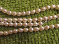 White Rice Pearls. Good Quality. 5.5 Mm. 40 Cm Long String