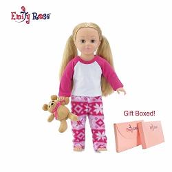 Emily Rose 18 Inch Doll Clothes Cozy Pink And White Snowflake 2 Piece Pajama Pj Outfit With Teddy Bear Fits American Girl Dolls Gift Boxed