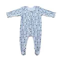 Koco Bino White Babygrow With Printed Letters In Navy & Jade