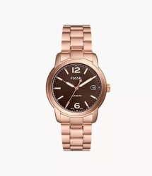 Fossil Heritage Automatic Rose Gold-tone Stainless Steel Unisex Watch ME3258