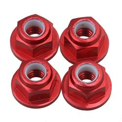 BQLZR 10X6MM Red Aluminum Alloy Nylon M4 Wheel Nuts 3647 Upgrade Parts For Traxxas TRX-4 RC1:10 Climbing Rock Crawler Pack Of 4