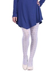 HDE Women's Winter Tights Hollow Out Knitted Pattern Cotton Blend Stockings White
